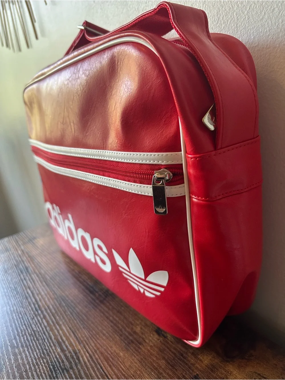 Adidas Retro Red Shoulder Messenger Bag w/ White Stripe Trefoil Airliner OG NWT